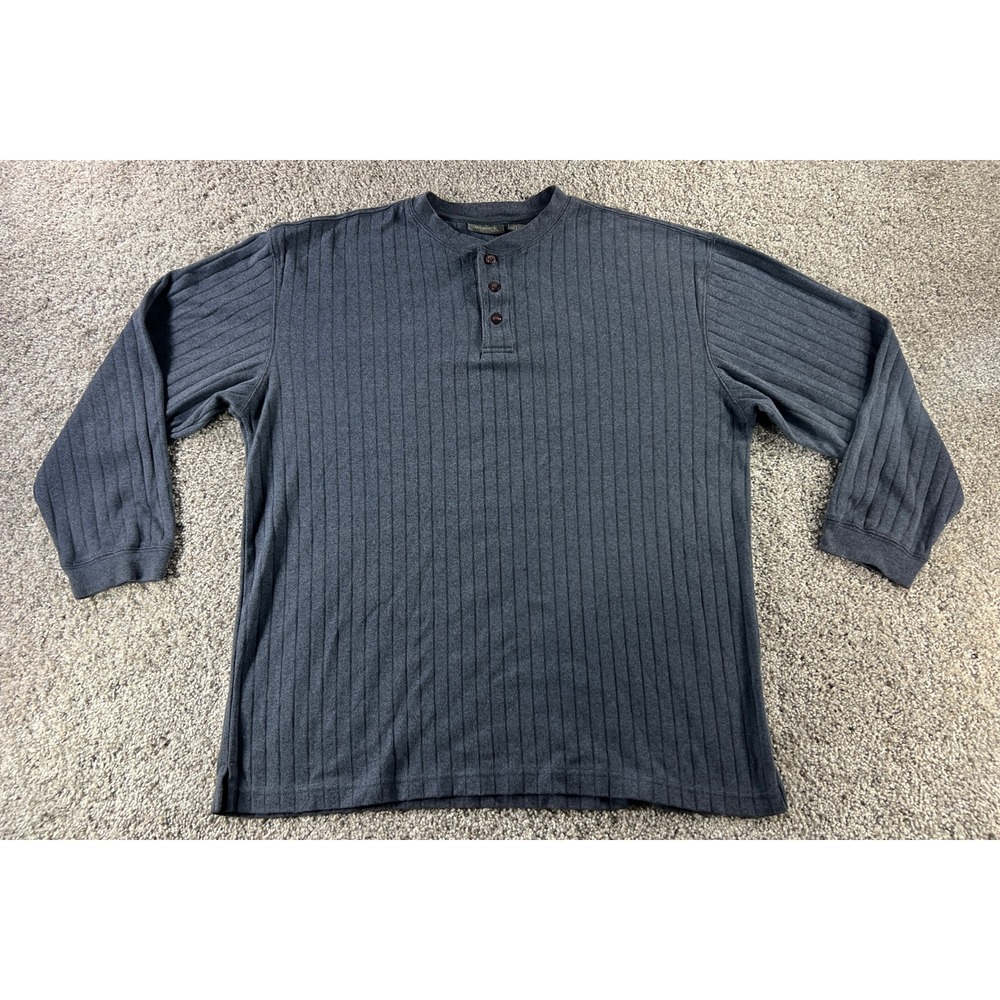 Vintage Architect Mens XL Henley Shirt Gray Long Sleeve Ribbed Cotton Blend